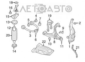 Arcul de suspensie frontal stânga pentru Jeep Grand Cherokee WK2 11-21, rigiditate galbenă, albastră, albă