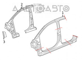 Bara caroserie centrală dreapta Dodge Journey 11-