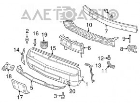 Deflector radiator central Dodge Challenger 09-14 3.6