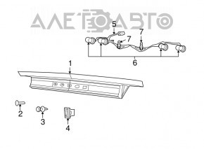 Lampa centrală Dodge Challenger 09-14 cu buton de deschidere