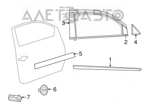 Panoul lateral al ușii din față dreapta pentru Fiat 500 12-19