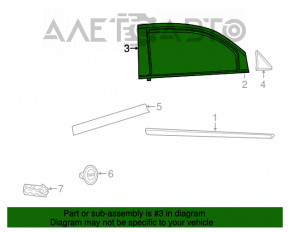 Panoul lateral al ușii, dreapta față, spate, pentru Fiat 500 12-19