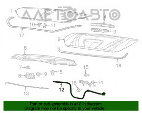 Cablu de deschidere a capotei Dodge Dart 13-16 fără mâner