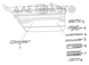 Emblema capacului portbagajului DART Dodge Dart 13-16