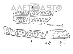 Grila inferioară a bara de protecție față a Dodge Grand Caravan 11-20