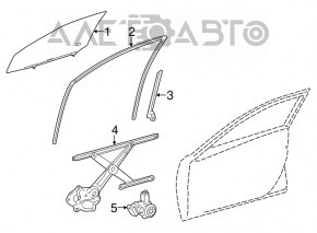 Geamul ușii din față stânga Toyota Avalon 13-18 nou original