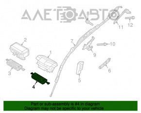 Airbag-ul genunchiului pentru șoferul din stânga Jeep Cherokee KL 14-18