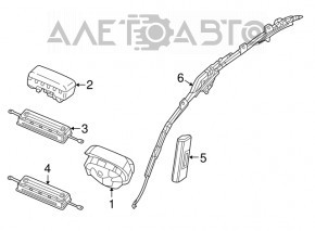 Perna de siguranță airbag, cortina laterală stânga Chrysler 200 15-17.