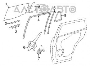 Geamul ușii din spate stânga Toyota Rav4 13-18 nou OEM original