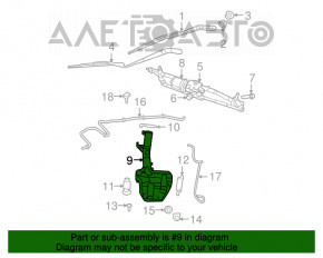 Rezervorul de spălare a parbrizului pentru Dodge Grand Caravan 11-20 fără capac și senzor.