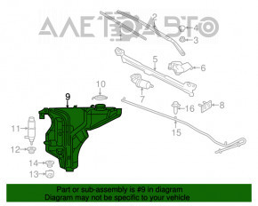Rezervorul de spălare a parbrizului Dodge Challenger 09- cu capac și senzor.