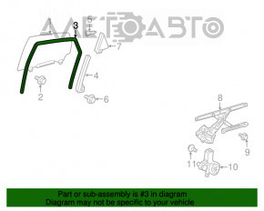 Уплотнитель стекла задний правый Toyota Prius V 12-17