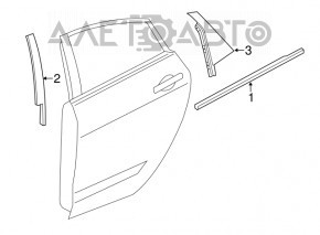 Молдинг дверь-стекло центральный задний левый Chrysler 200 15-17