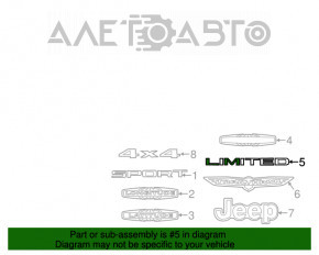 Emblema Limited a usii portbagajului Jeep Cherokee KL 14-18