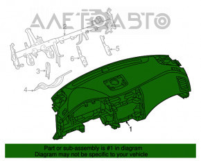 Torpedo fără airbag pentru panoul frontal Nissan Altima 13-18, negru