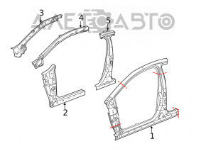 Bara metalica cu stâlpul frontal dreapta pentru Chrysler 200 15-17