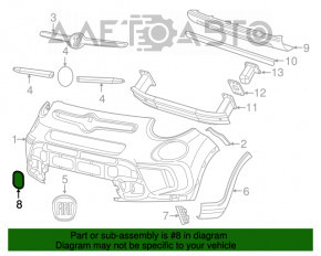 Capacul de tractare a cârligului de remorcare pentru bara de protecție față Fiat 500L 14-17 Trekking