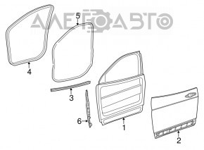 Ușă asamblată față stânga Jeep Cherokee KL 14- keyless, alb PW7, linie roșie pe tapițerie, mâner