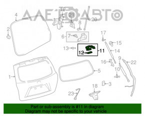 Buclele ușii portbagajului dreapta Toyota Highlander 08-10.