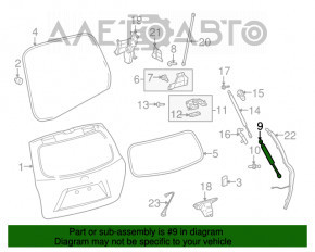 Amortizorul geamului ușii portbagajului dreapta Toyota Highlander 08-13