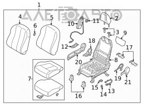 Scaun de pasager Mitsubishi Eclipse Cross 18- fără airbag, manual, material textil, negru.