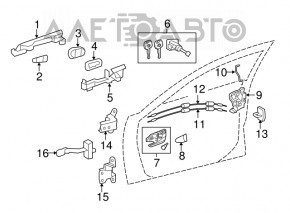 Механизм ручки двери передней правой Toyota Camry v55 15-17 usa keyless