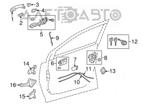 Mecanismul mânerului ușii din spate dreapta pentru Toyota Rav4 13-18, nou, original OEM.