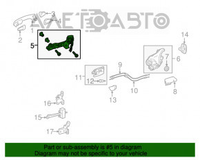 Mecanismul manetei ușii din spate stânga pentru Toyota Highlander 14-19