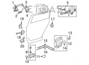 Механизм ручки двери задней левой Toyota Highlander 08-13