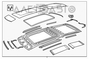 Geam panoramic asamblat Fiat 500X 16- cortina gri