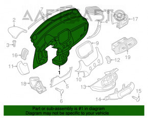 Торпедо передняя панель без AIRBAG Fiat 500X 16- черная стрельнувшая, тычки