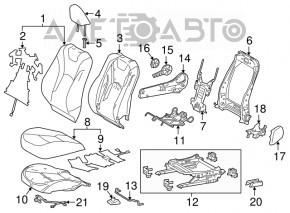 Пассажирское сидение Toyota Prius 50 16- без airbag, механич, кожа черн, стрельнувшее