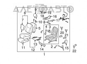 Scaun de pasager Toyota Highlander 08-13 fără airbag, piele bej