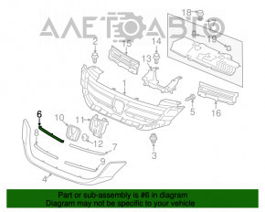 Grila radiatorului dreapta sus pentru Honda Accord 13-15 crom