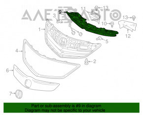 Крепление решетки радиатора grill Acura ILX 13-15 дорест