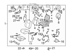 Водительское сидение Lexus RX350 RX450h 10-15 без airbag, электро, кожа серое