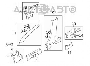 Capacul suportului frontal dreapta superioara Mitsubishi Eclipse Cross 18- gri