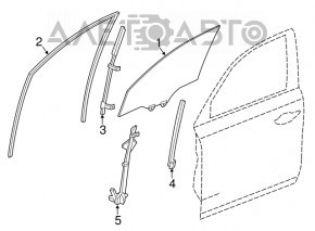 Уплотнитель стекла передний правый Acura MDX 14-20
