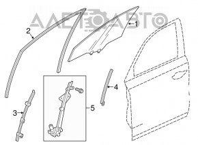 Направляющая стекла двери передней левой Acura TLX 15- передняя