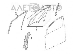 Garnitură de geam față stânga Honda Civic 4d 06-09