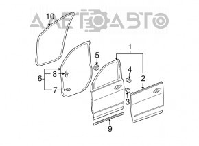 Garnitură de etanșare a ușii, dreapta față, Acura MDX 07-13