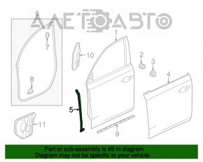 Уплотнитель двери передней правой на торце Acura MDX 14-20