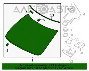 Geamul frontal Nissan Maxima A36 16- aer pe margine, nisip