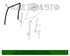 Уплотнитель стекла задний правый Acura MDX 14-20