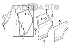 Уплотнитель двери задней правой Honda CRV 17-22