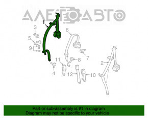 Centura de siguranță din spate dreapta pentru Toyota Highlander 08-13, culoare bej