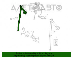 Centura de siguranță a celui de-al treilea rând, spate dreapta pentru Toyota Highlander 14-19, culoare neagră.