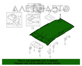 Acoperirea tavanului Nissan Murano z51 09-14 gri fără panoramică.