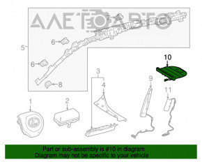 Airbag-ul de genunchi pentru pasagerul din dreapta al vehiculului Lexus RX350 RX450h 16-22, situat în partea de jos a scaunului