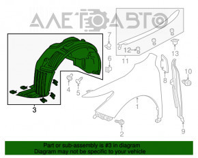Подкрылок передний правый Acura MDX 14-16 дорест